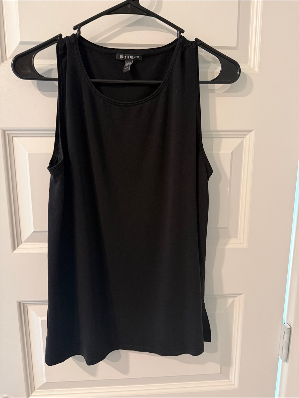 Eileen Fisher Black Sleeveless Jersey Tank Top SMALL S FLOWY